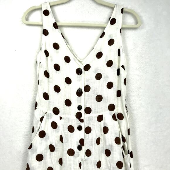 Monteau Jumpsuit Womens Small Linen Coastal Resort Twee Preppy Nautical NO BELT - Picture 2 of 9